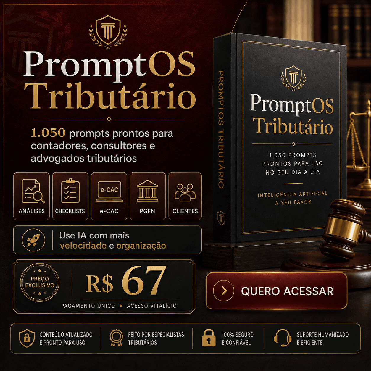 PromptOS Tributário com 1.050 prompts para contadores, consultores e advogados tributários